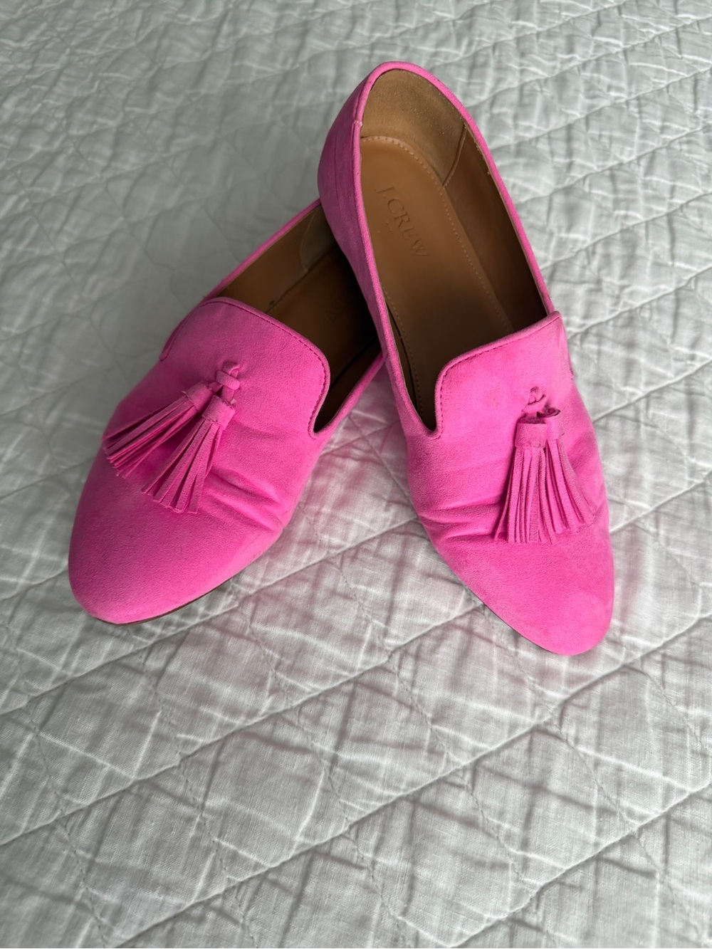 J. Crew Hot Pink Suede Tassel Loafers